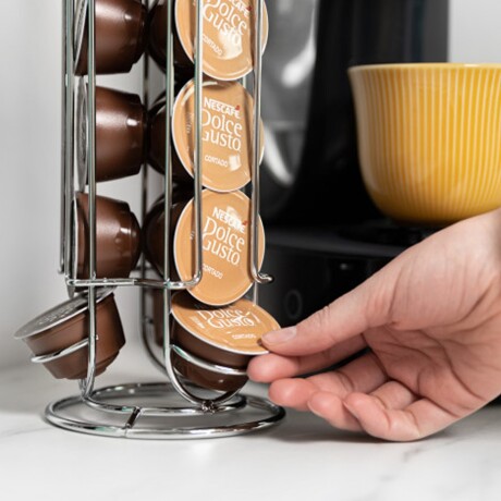 Soporte Dispensador Porta Cápsulas de Café Dolce Gusto x18 Plateado
