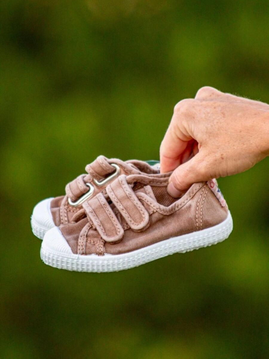 Basquet doble velcro enzimático - Beige 