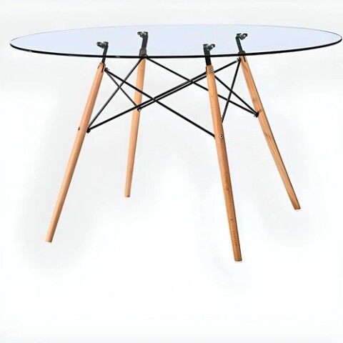 Mesa Comedor ComboHome Eames Redonda Vidrio 100 Cm Premium Transparente