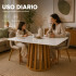 Mesa De Comedor Jade Circular 102 Cm Laqueada Vidrio Moderna Blanco 1