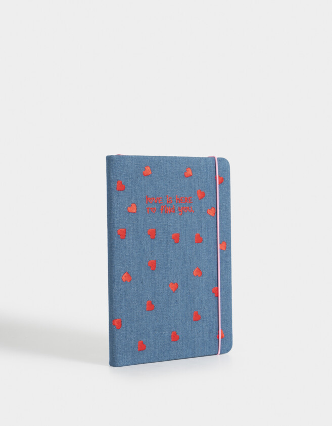 Anotadores Cuadernos y Memos Corazón Cuaderno A5 Denim Corazones - Combinacion Bicolor