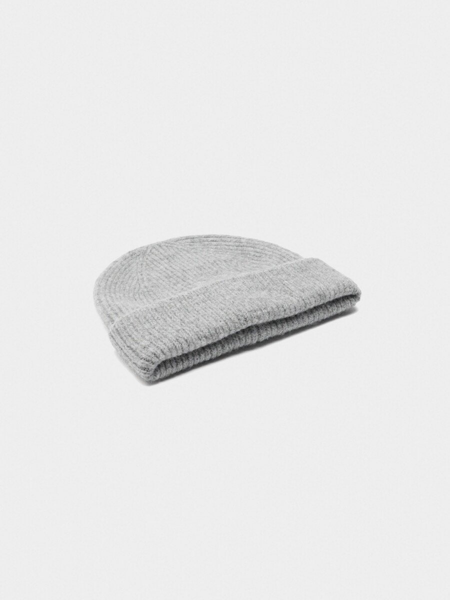 Gorro Canalado Con Dobladillo gris