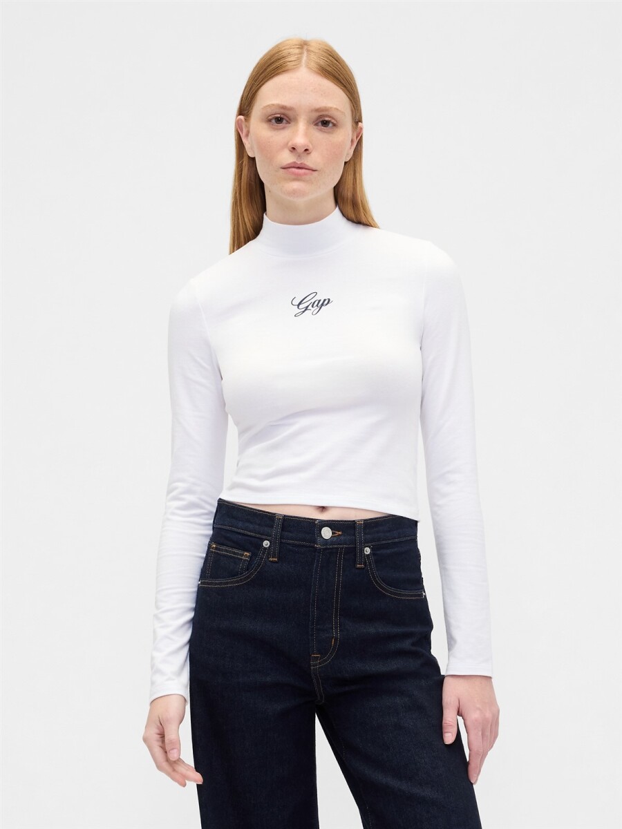 Remera Polera Logo Gap Mujer - White Uk 