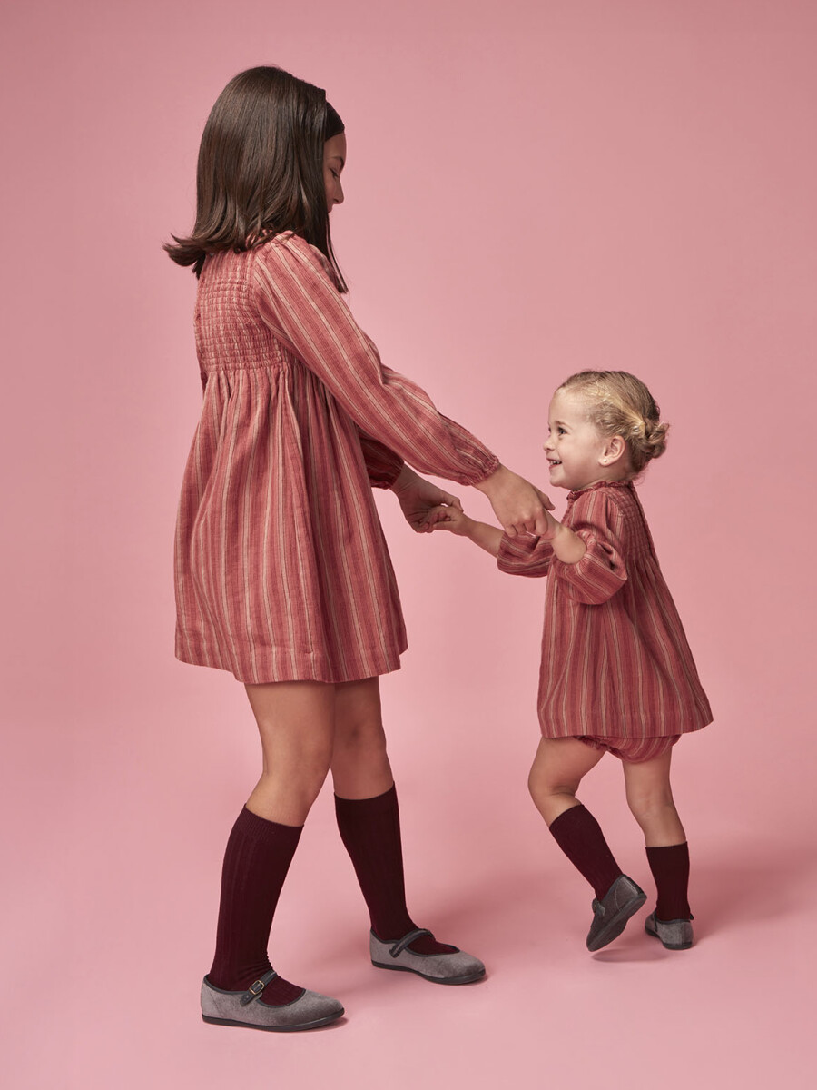 Vestido De Rayas Engomado Cereza