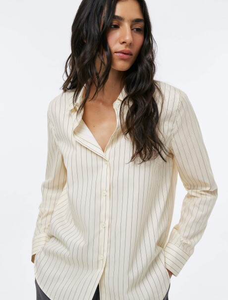 CAMISA BÁSICA A RAYAS - BEIGE BEIGE