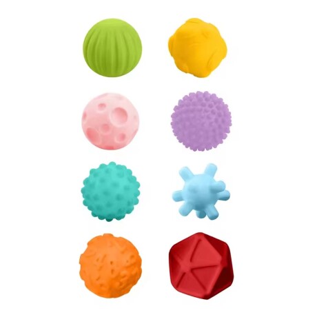Set 8 Mini Pelotas Silicona Texturizada Blanda Bebé Huanger Multicolor
