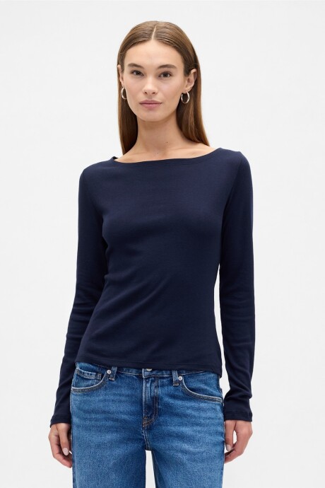 Remera Cuello Bote Mujer Navy Uniform