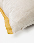 Almohadón Suerta 100% lino beige y mostaza 45 x 45 cm