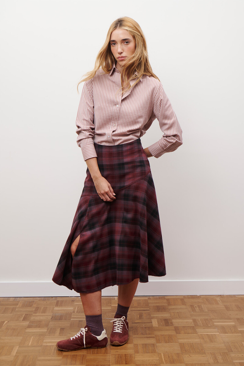 FALDA CUADROS BURDEOS