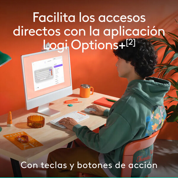 Combo Ligitech Teclado Mouse Pop Icon Blutooth BLANCO