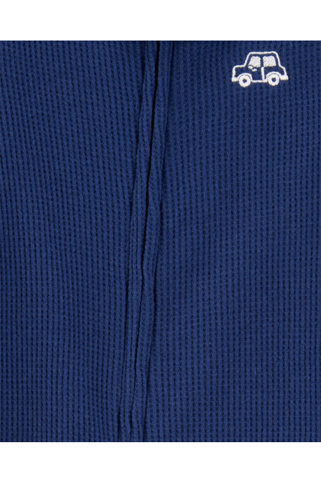 Pijama térmico una pieza de algodón, con pie, azul marino Sin color