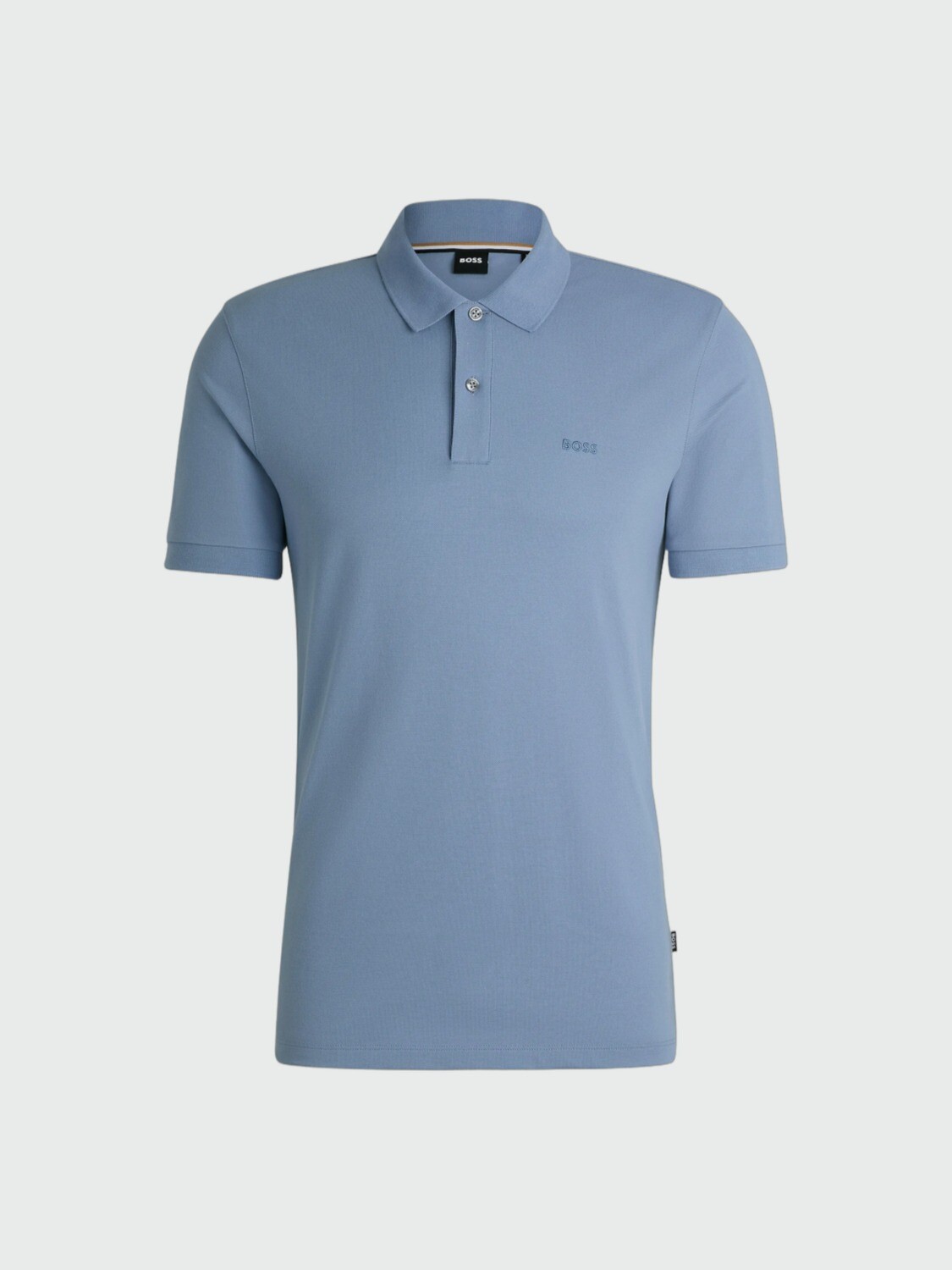 BOSS Polo de Algodón Piqué con Logo Bordado Celeste