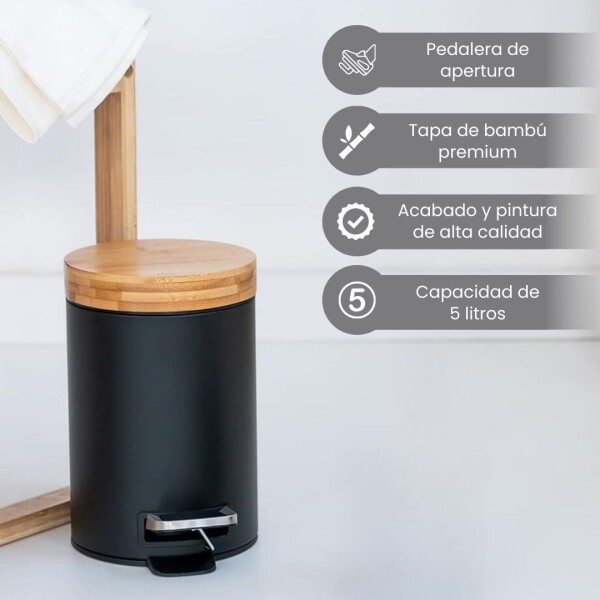 Cesto de basura 5 Litros Residuos Papelera Extraíble Acero Inoxidable Negro cb001 Cesto de basura 5 Litros Residuos Papelera Extraíble Acero Inoxidable Negro cb001