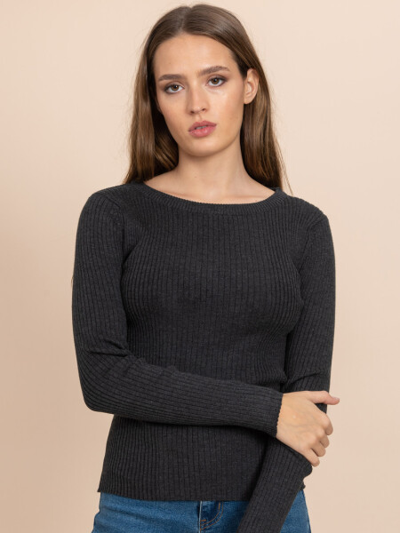 Camiseta tejida rib Gris