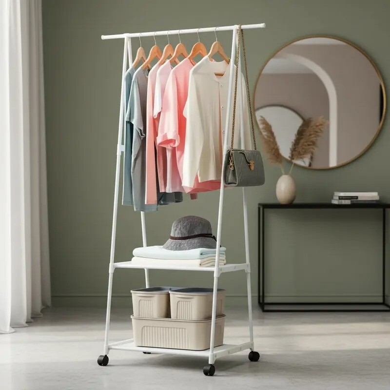 Perchero Triangular de Pie Multifuncional BLANCO