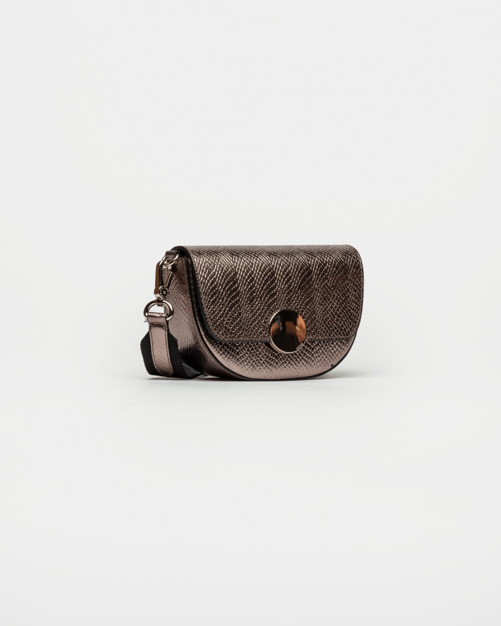Mini Bag The Circle En Cuero Grabado Snake Metalizado Metalizado
