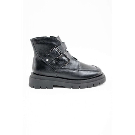Bota Cuero Hebillas Negro