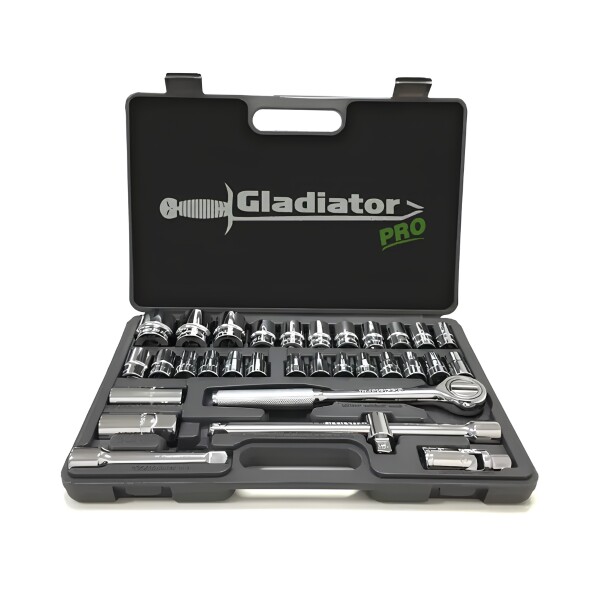 JUEGO DE TUBO, LLAVE CRIQUET METRICO 32P 1/2" GLADIATOR PRO Juego De Tubo, Llave Criquet Metrico 32p 1/2" Gladiator Pro