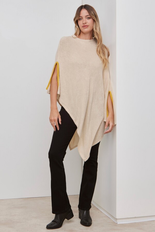 Poncho Ribete BEIGE