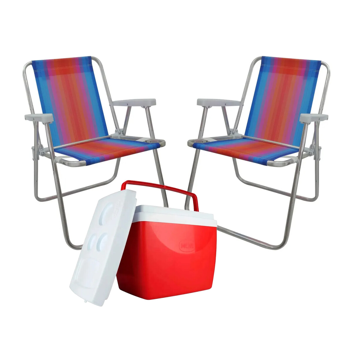 Set Playa Mor Sillasx2 Alum 120Kg + Conservadora Térmica 34L - Rojo 