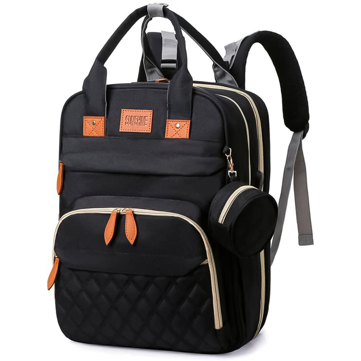 Mochila Bolso Maternal Con Cuna Bebé Cambiador - Negro 