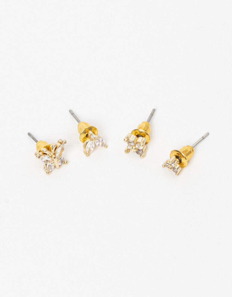 Aros Sets Strass Set De Aros Con Cubic Zirconia - Dorado