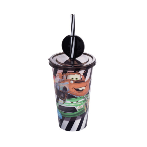 Vaso Plástico Milk Shake con Pin y Pajita Cars 500 ml U