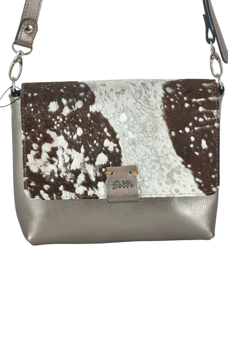 Morral con solapa combinado Plateado