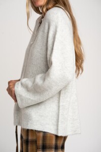 Sweater Polo Medio Cierre Gris Melange