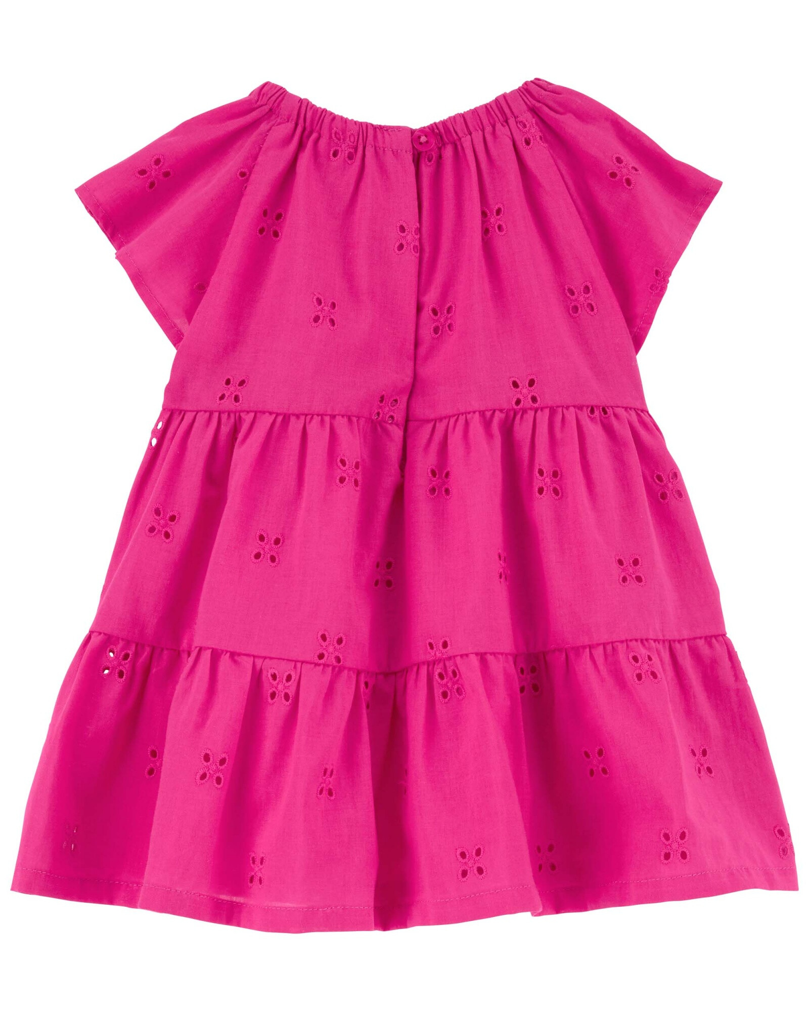 Vestido de algodón, escalonado y con ojales. Talles 0-24M Sin color