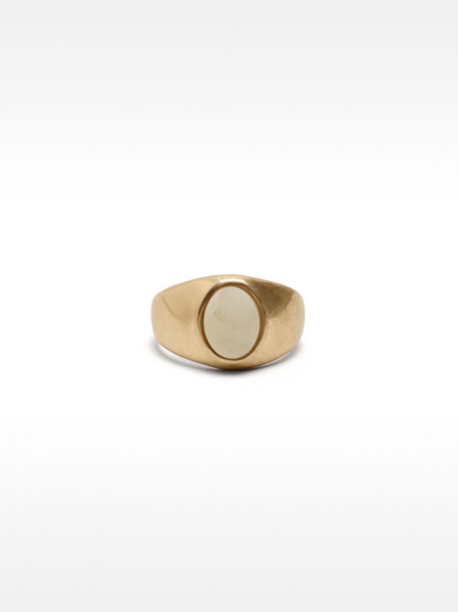 Anillo Ancho Con Detalle Ovalado - blanco 