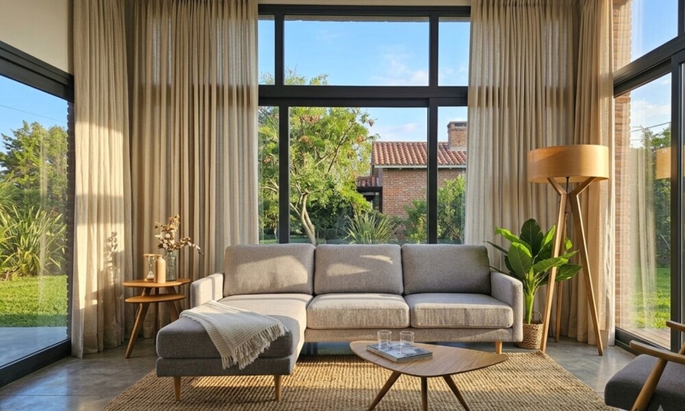 Sofá con Chaise PRADA Light Grey Tela Rústica