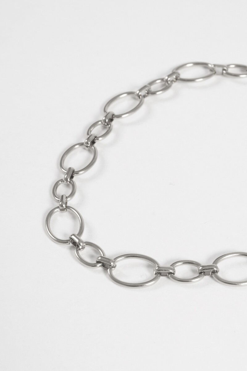 Collar acero cadena eslabones plateado