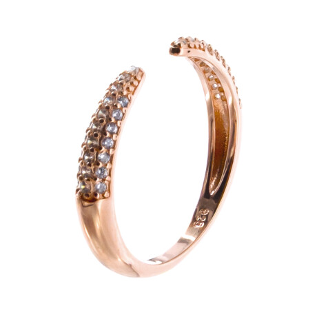 Anillo de plata 925 con baño de oro rosado con circonias. Anillo de plata 925 con baño de oro rosado con circonias.