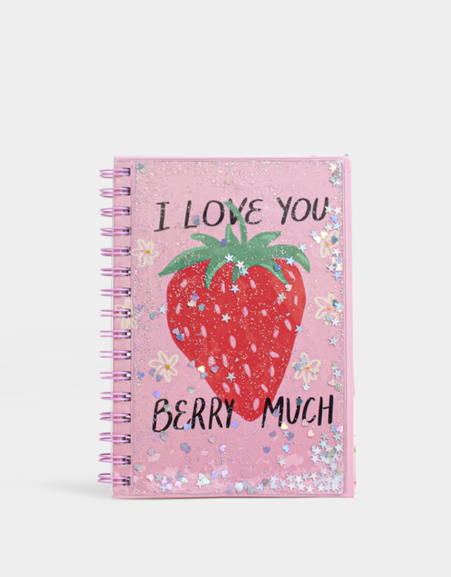 Anotadores Cuadernos y Memos Glitter Movible Cuaderno A5 "i Love You Berry Much" - Rosa Claro