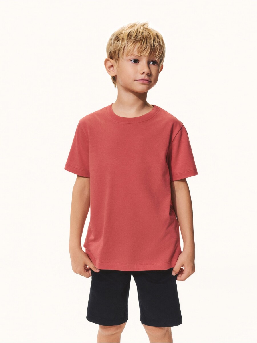 CAMISETA BÁSICA UNISSEX INFANTIL MANGA - ROJO 