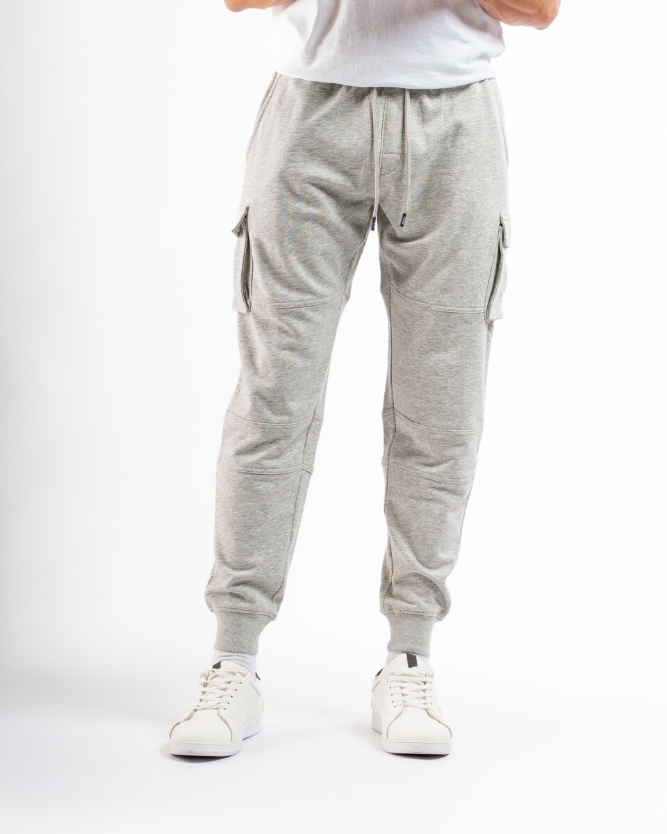 Pantalón Cargo de Felpa - Gris Claro Melange 