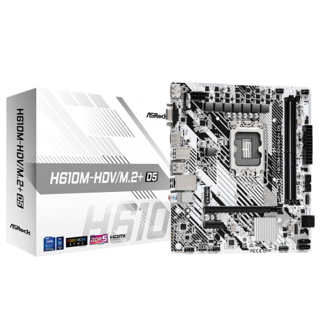 Asrock - Tarjeta Madre H610M-HDV/M.2+D5 - Socket LGA1700. DDR5 5600. D-sub, Hdmi, Display. 4 X SATA3 001