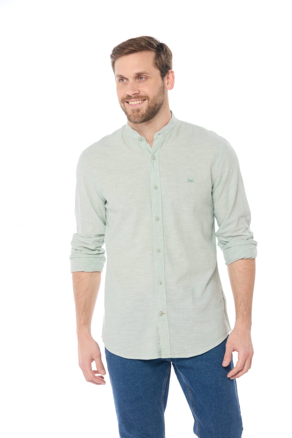 CAMISA DE LINO CUELLO MAO Menta
