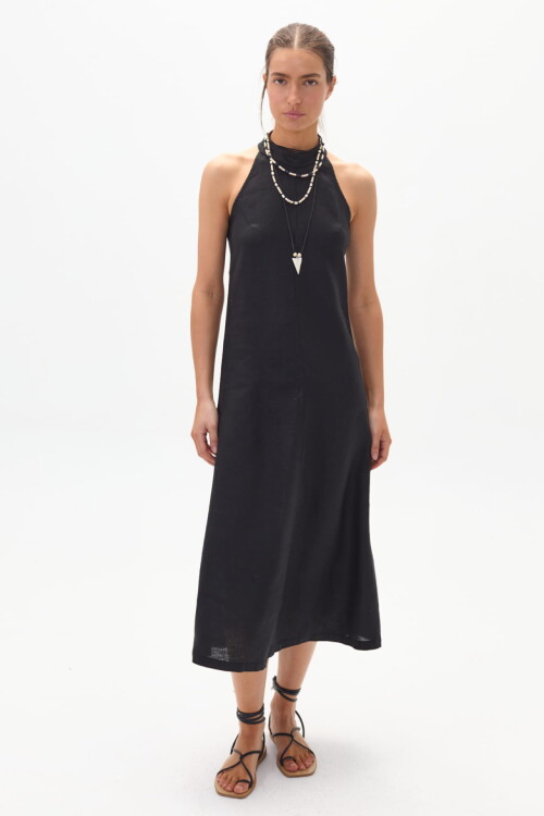 Vestido Olivia en Lino Negro