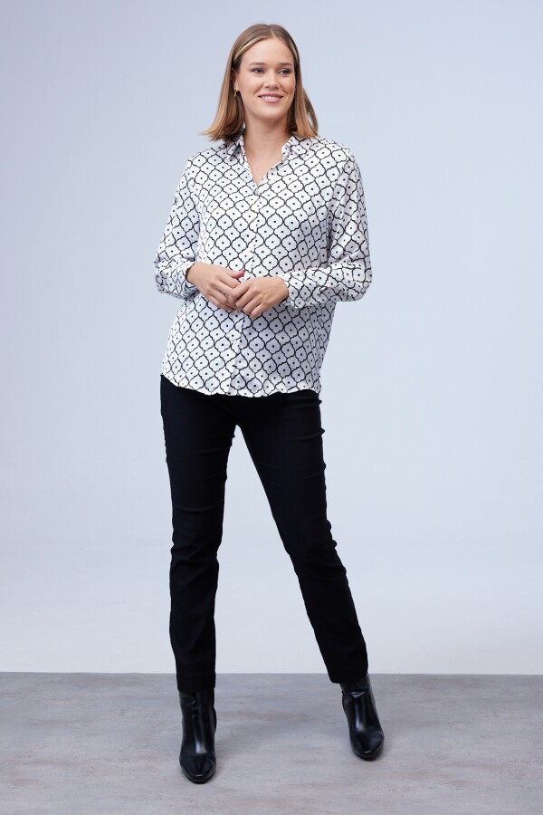 Camisa Satén Print BLANCO/NEGRO