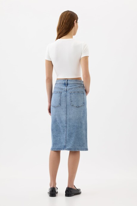 Pollera Midi De Jean Mujer Light Wash