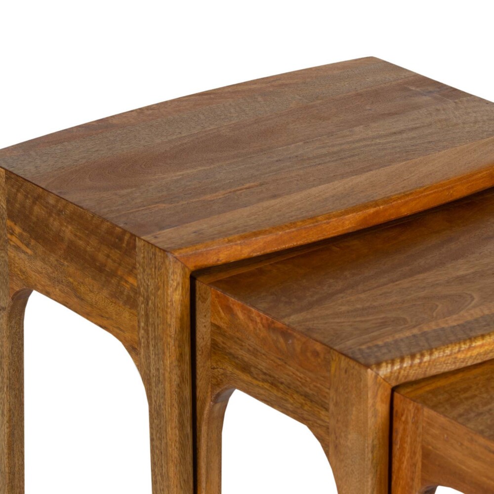 SET MESAS MADERA MARRON VINTAGE CASTAÑO