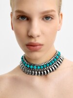 Choker Largo Con Piedras azul