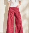 Pantalon Wide Xl Linen Ss26 Bordo