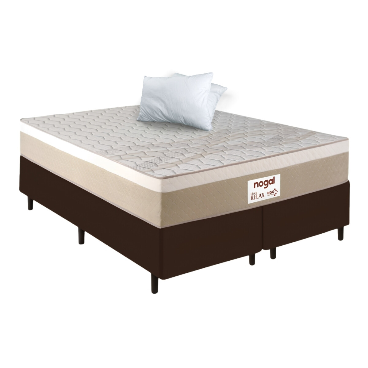 SOMIER NOGAL RELAX QUEEN 1.58X1.98 MARRON BASE+COLCHON - Unica 