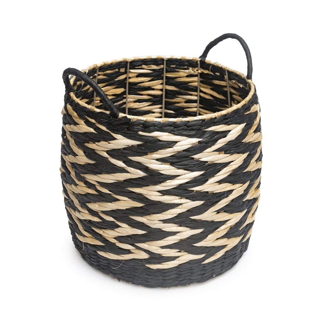 Cesto Con Asas Tejido 24x24Cm Natural/Negro CESTO CON ASAS TEJIDO 24X24CM NATURAL/NEGRO