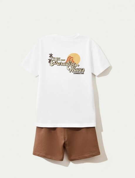 CONJUNTO DE FORRO POLAR ESTAMPADO INFANTIL MARRÓN