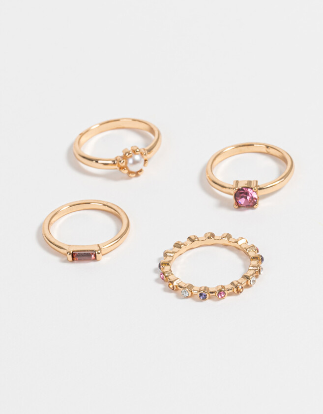 Sets Anillos Con strass multicolor Set De Anillos Con Strass - Dorado