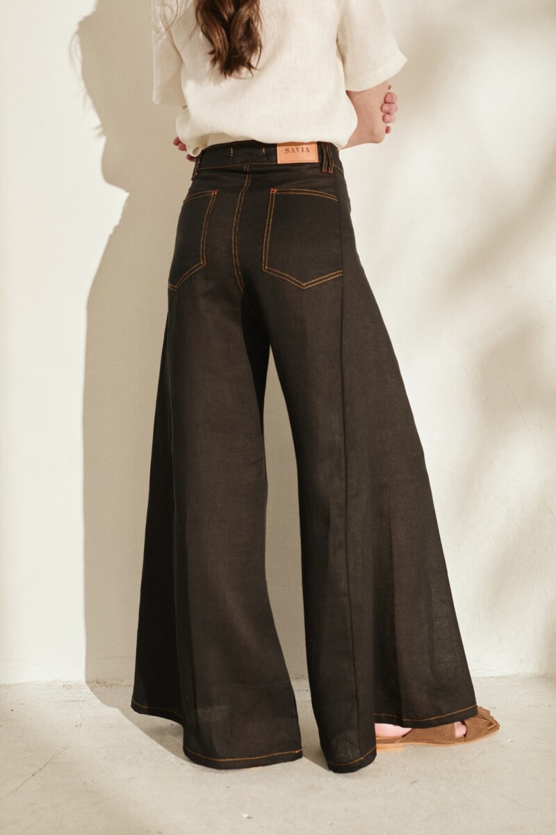PANTALON WIDE XL LINEN SS27 Negro